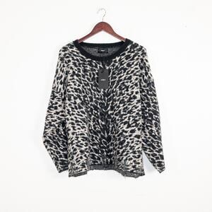 Other UK Rock n Roll Clothing Leopard Crew Sweater distressed sz M